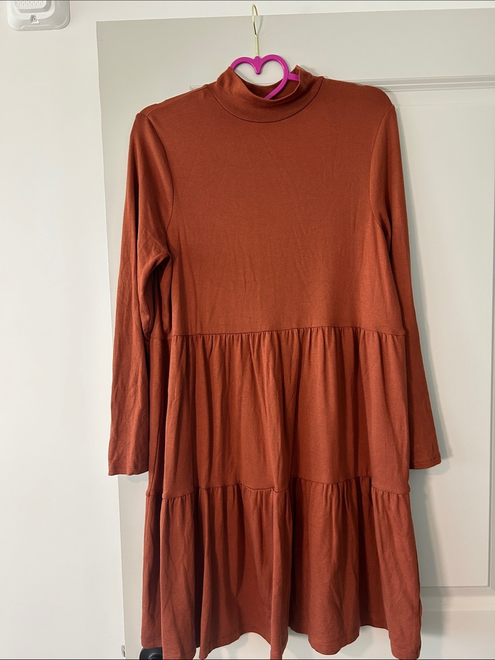 GAP Rust Tiered Long Sleeve Dress